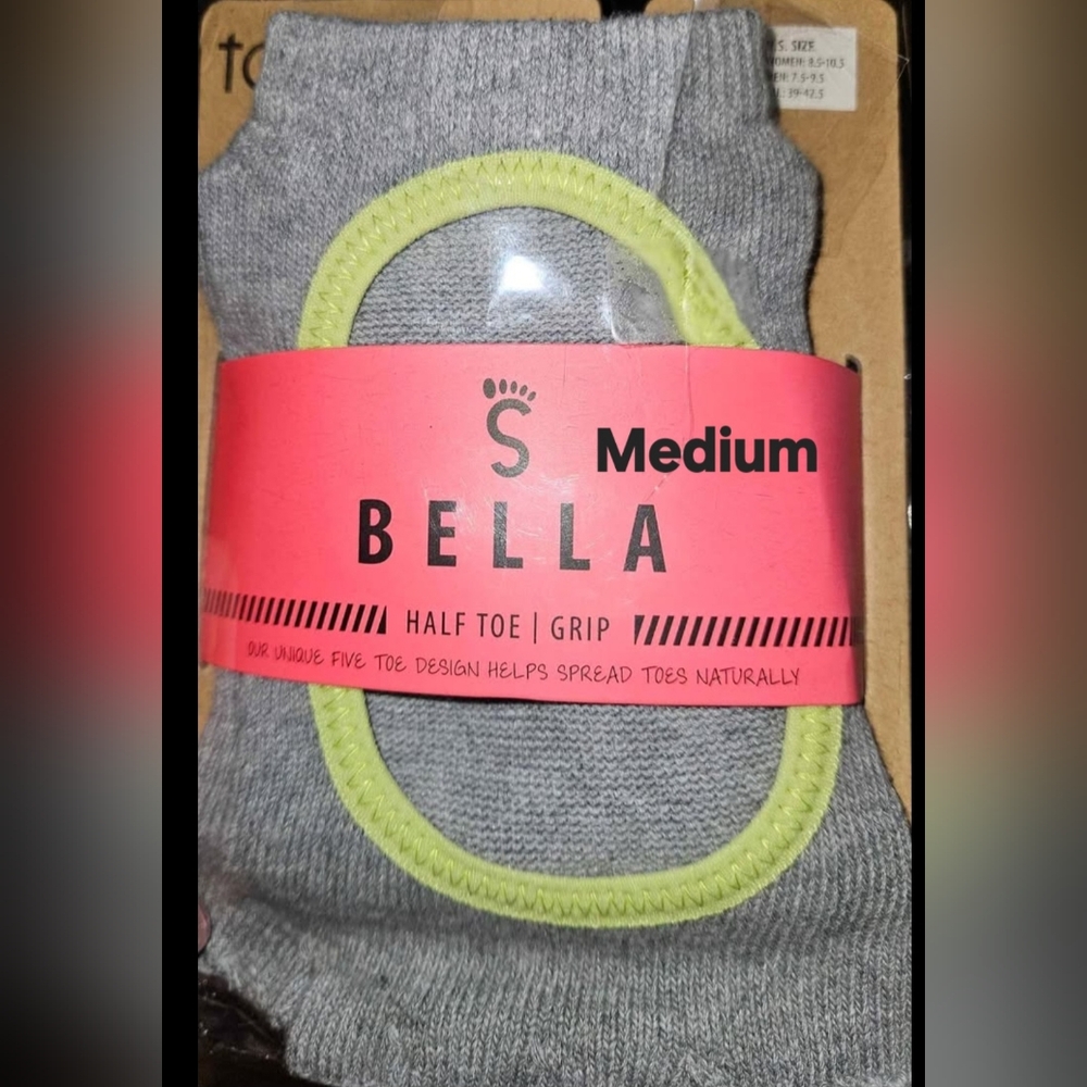 ONE Women's Grip Half Toe Bella Medium Grey/Lime Socks Toesox